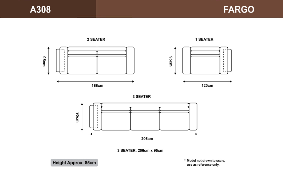 Fargo 3 Seater Leather Sofa